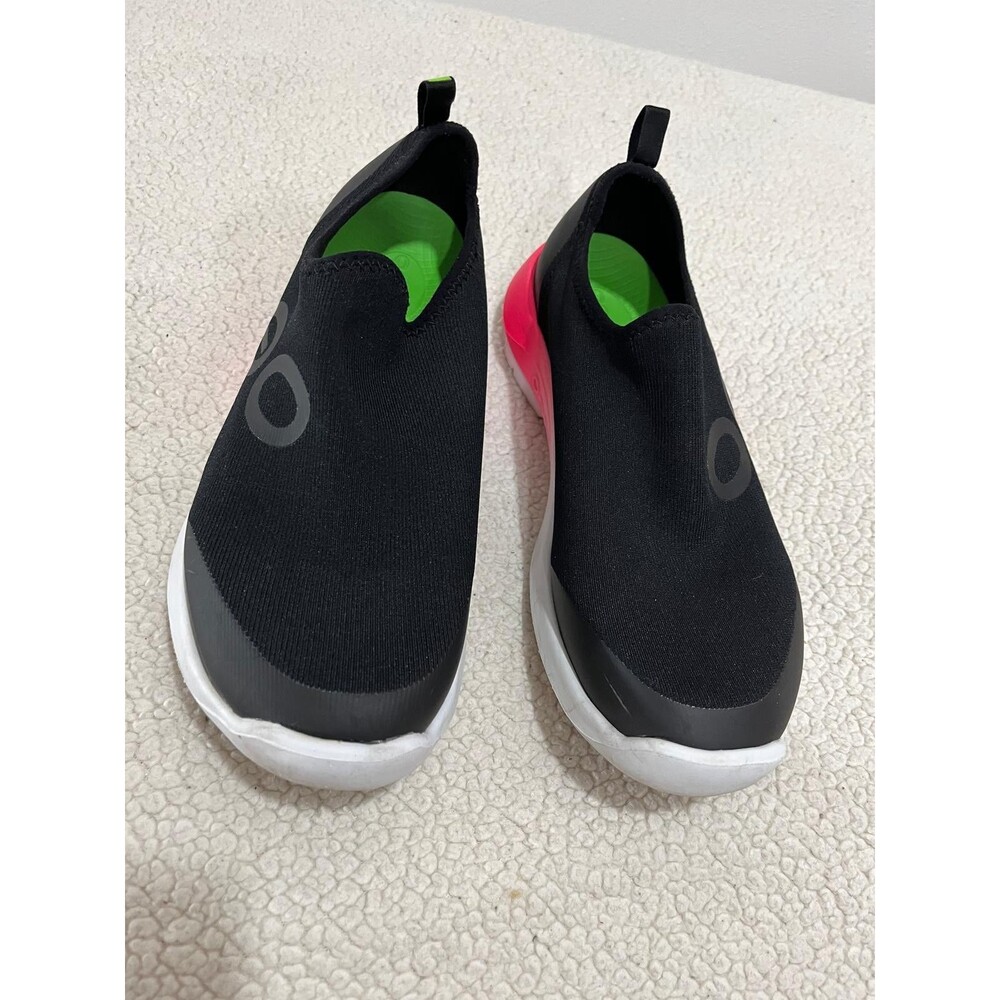 OOFOS OOmg Sport Low Womens Size W9 Black Pink Fade Recovery Slip On Shoes